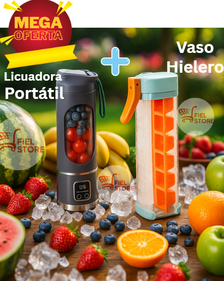 🥤 Combo Licuadora Portátil + Vaso Hielero ❄️